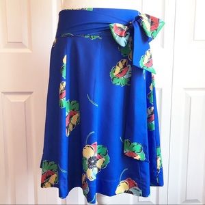 Isani for Target Blue Tropical Floral Print Skirt with Tie